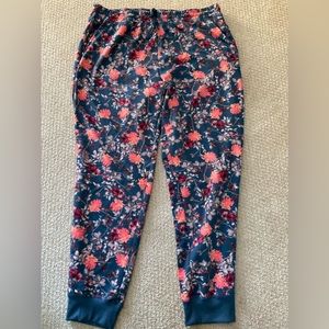 LuLaRoe Floral Track Pants - Blue and Red